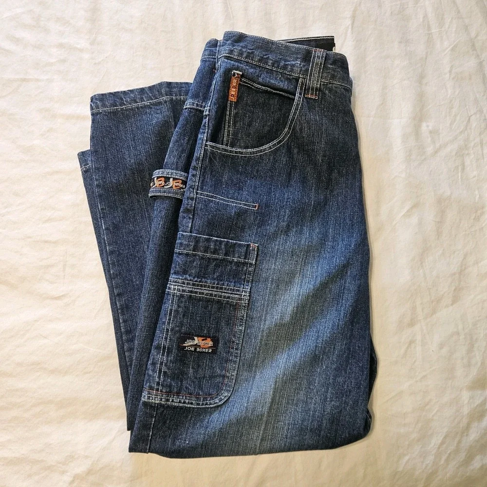 Vintage Y2K Joe Boxer Jeans Carpenter Baggy Size 34x30 8 Ball Denim Skater‎